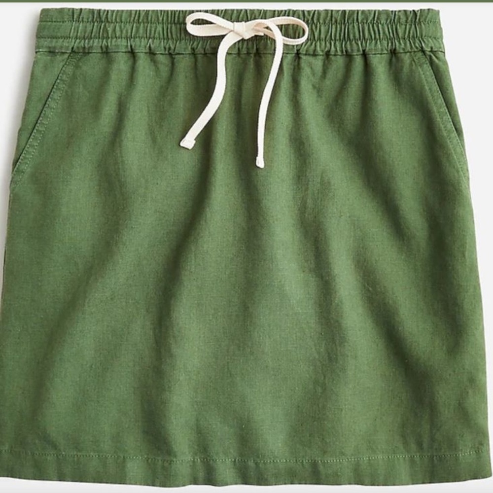 NWT J. Crew SEASIDE Linen Blend Drawstring Mini Skirt with Cream Tie, S - Picture 9 of 11